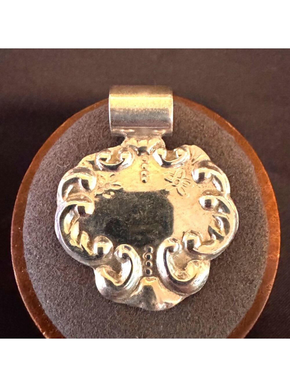 Sterling Silver 925 Silverware Inspired Scroll Pendant Size 1.25" Length